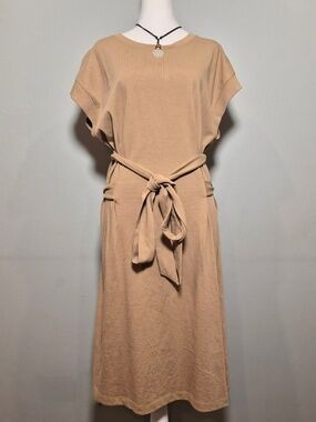 Vince 100% Cotton Plus Size Cozy New England Scandi Minimalist Posh Tan Dress 1X